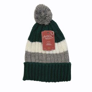 American Needle Wide Stripe Knit Pom Beanie